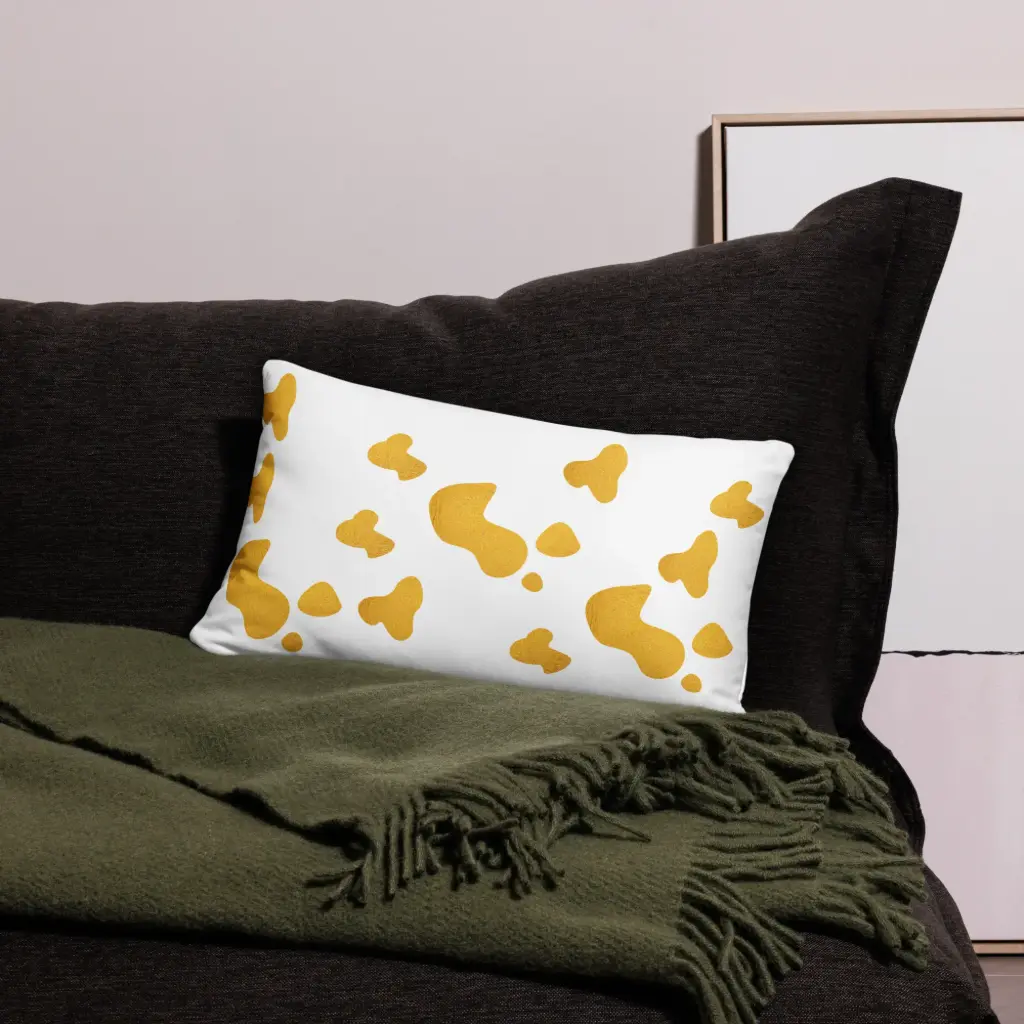 Citrus Pop White Lumbar Pillow with Orange Abstract Print