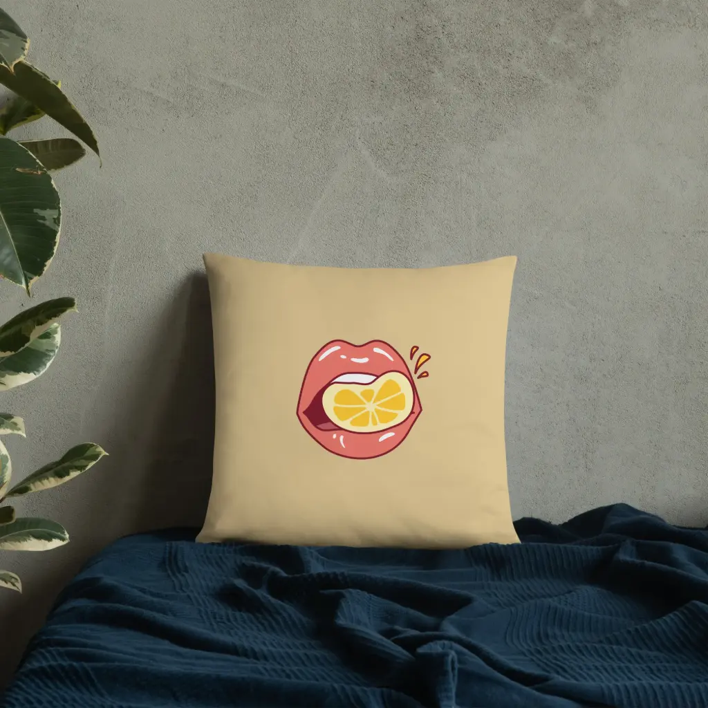 Bold Lime-on-Lips Art Pillow
