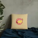 Bold Lime-on-Lips Art Pillow