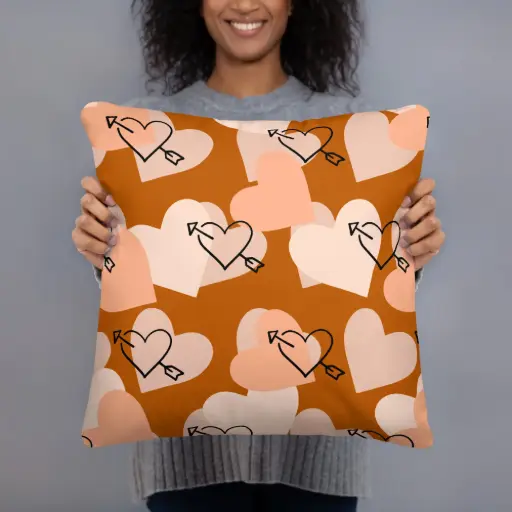 Hearts Print Accent Pillow