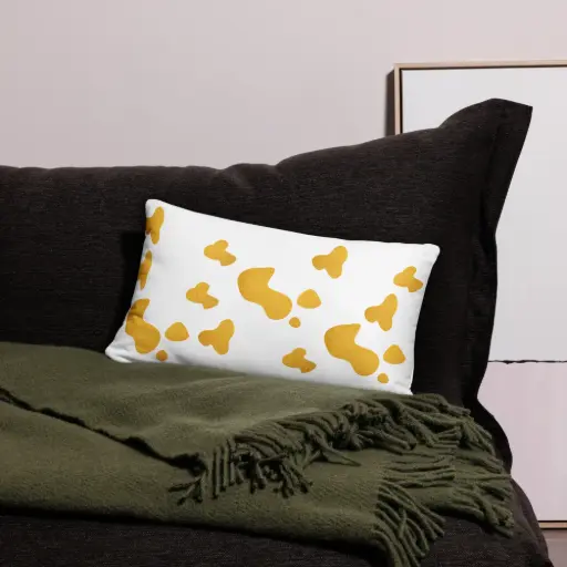 Citrus Pop White Lumbar Pillow with Orange Abstract Print